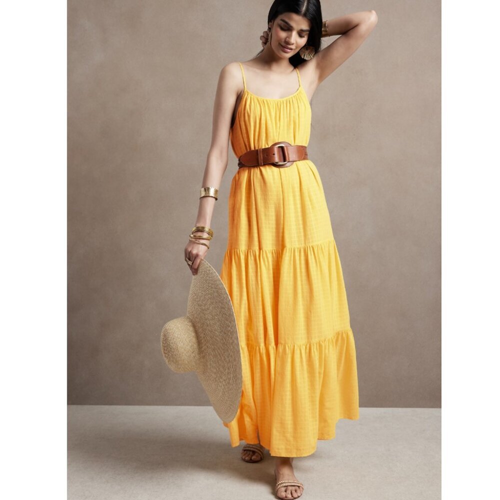 Banana Republic Cotton tiered strappy maxi dress